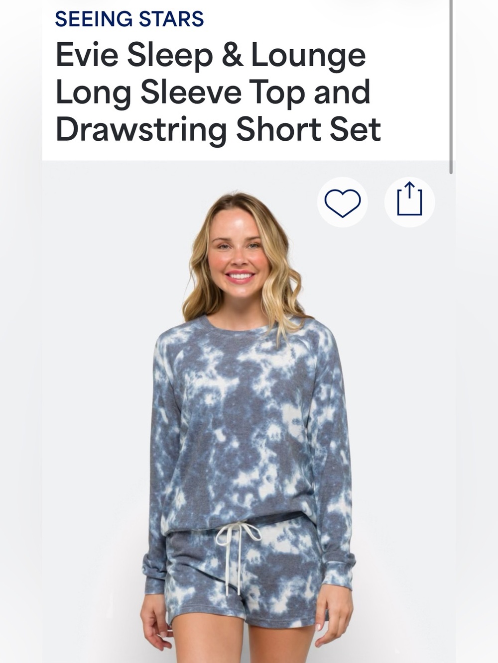 Women's Navy & White Tie-Dye Pajama Set - Cozy Lounge Top & Shorts